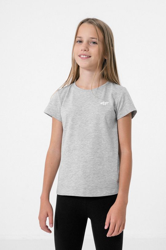 světle šedá Dětské bavlněné tričko 4F Dívčí