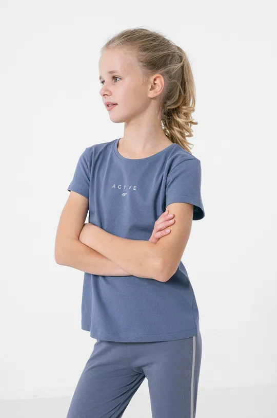 modra Otroška bombažna kratka majica 4F Dekliški