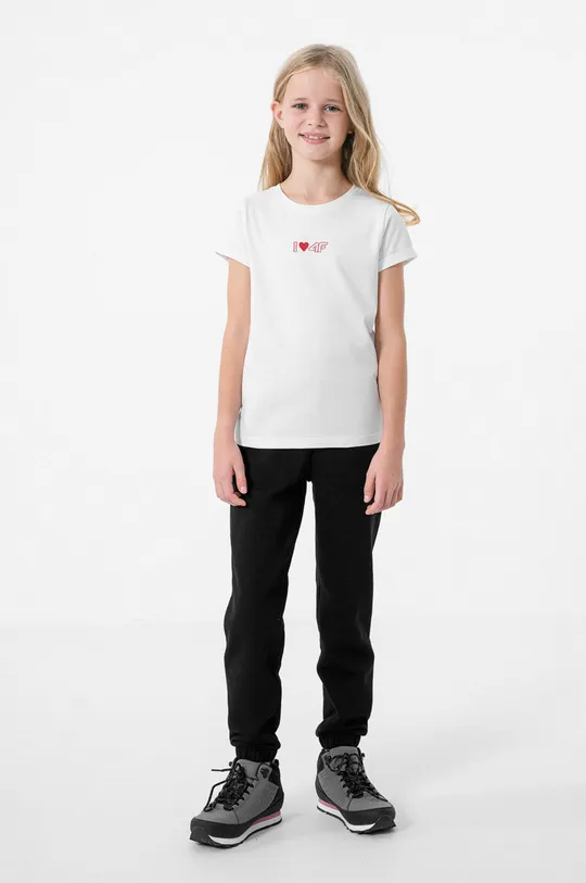 Otroška bombažna kratka majica 4F bela