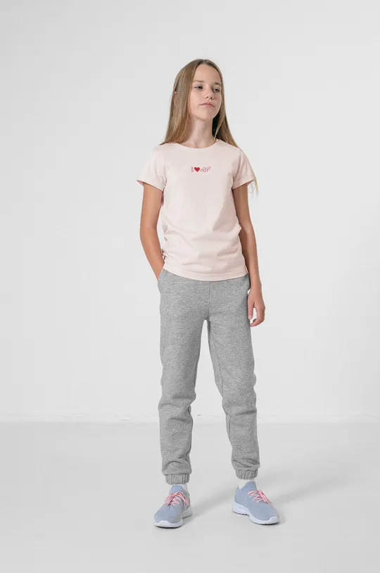 Otroška bombažna kratka majica 4F roza