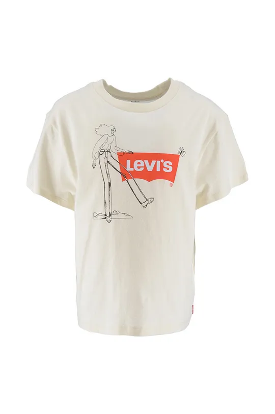 beżowy Levi's t-shirt bawełniany dziecięcy Dziewczęcy