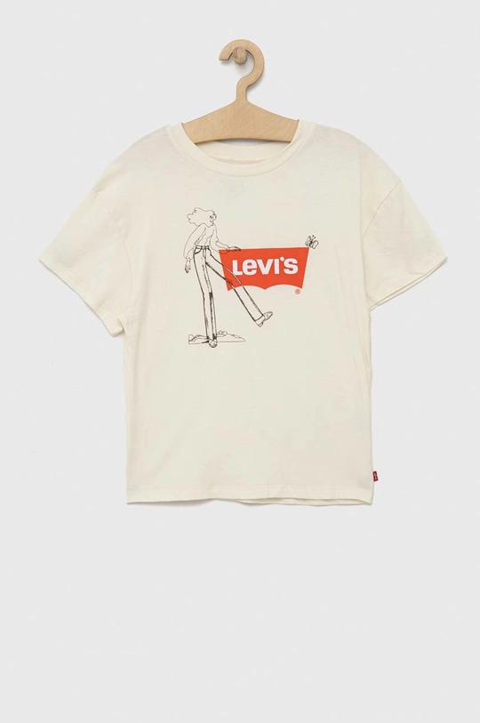 beżowy Levi's t-shirt bawełniany dziecięcy Dziewczęcy