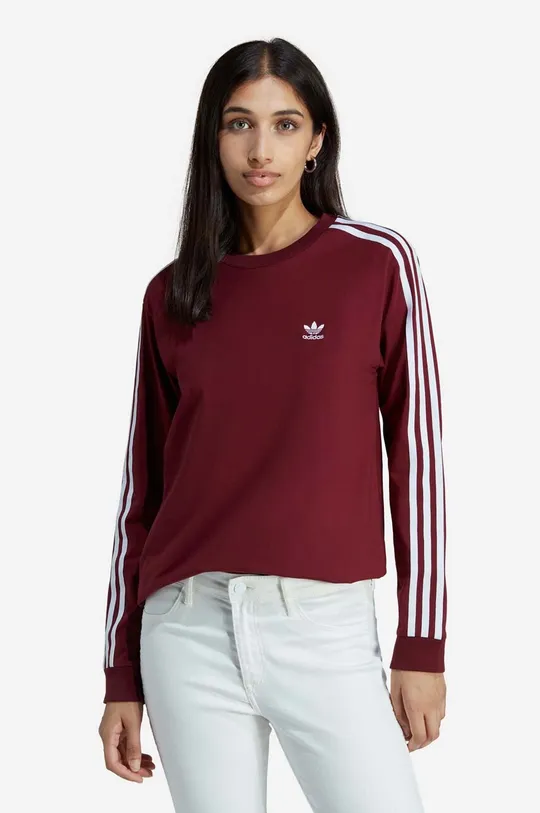 burgundské Tričko s dlhým rukávom adidas Originals Dámsky