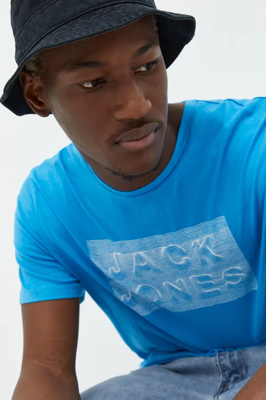 μπλε Βαμβακερό μπλουζάκι Jack & Jones