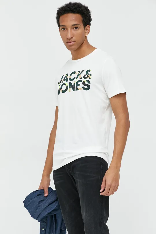 μπεζ Βαμβακερό μπλουζάκι Jack & Jones Ανδρικά