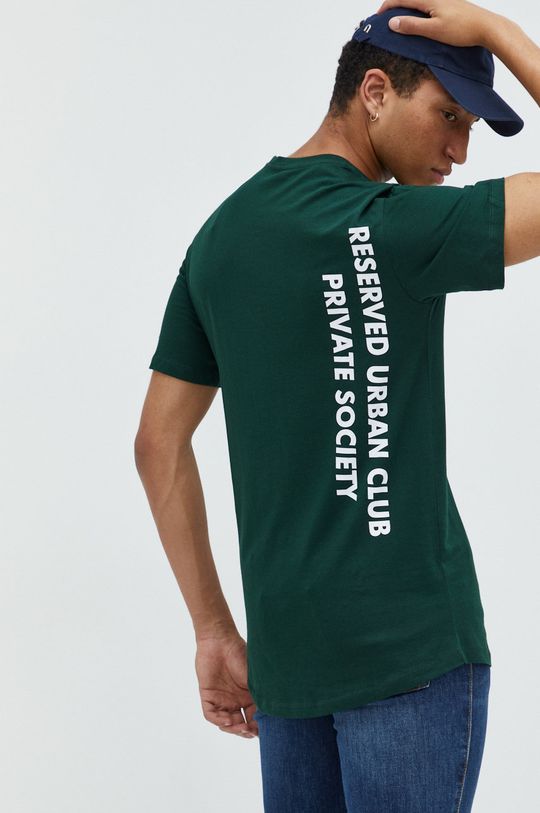 stalowy zielony Jack & Jones t-shirt bawełniany Męski