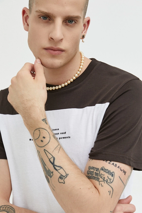 brązowy Jack & Jones t-shirt bawełniany