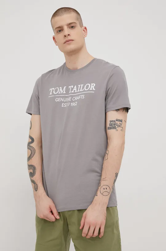 Bombažen t-shirt Tom Tailor siva