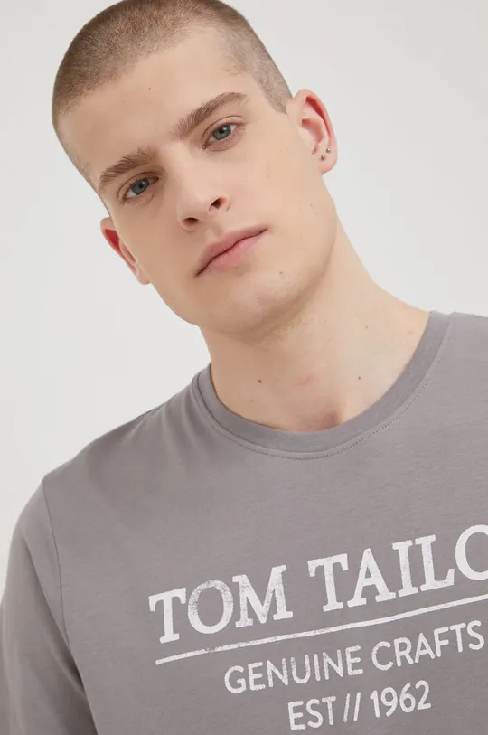 siva Bombažen t-shirt Tom Tailor