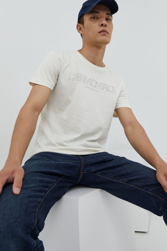kremowy Tom Tailor t-shirt bawełniany Męski