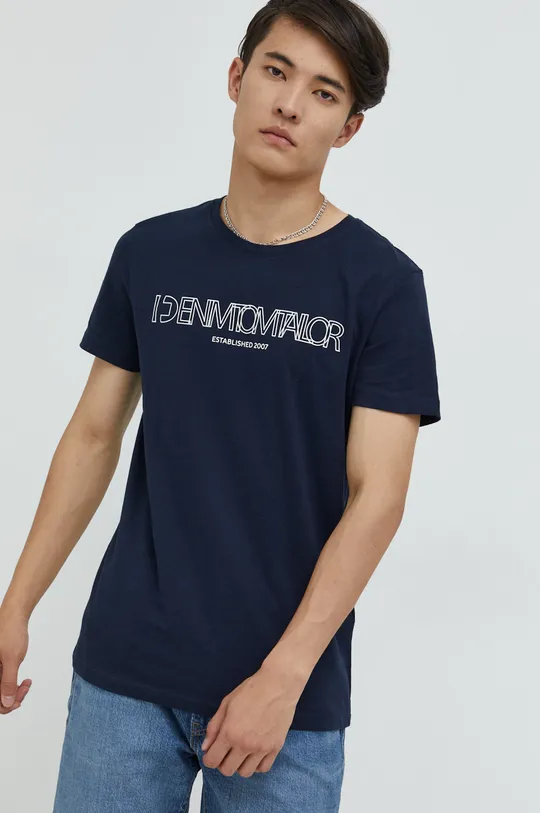 mornarsko modra Bombažna kratka majica Tom Tailor Moški