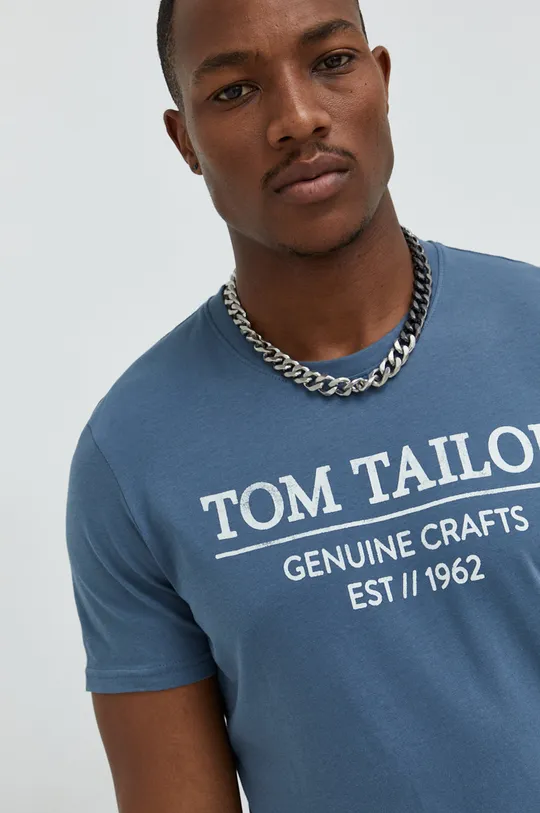 modra Bombažna kratka majica Tom Tailor Moški