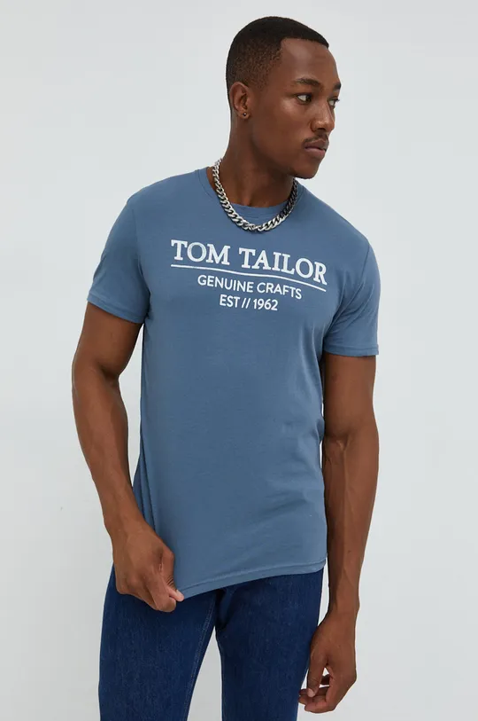modra Bombažna kratka majica Tom Tailor