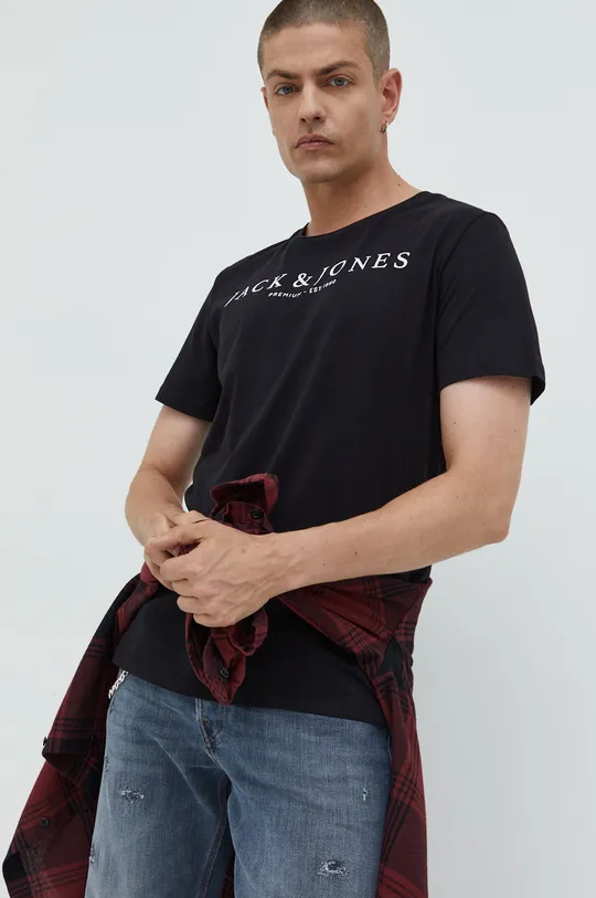 μαύρο Βαμβακερό μπλουζάκι Premium by Jack&Jones