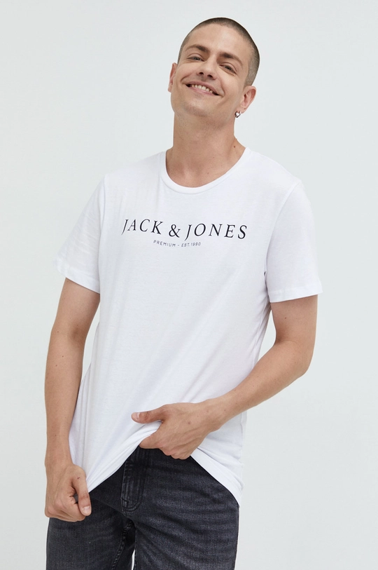 λευκό Βαμβακερό μπλουζάκι Jack & Jones