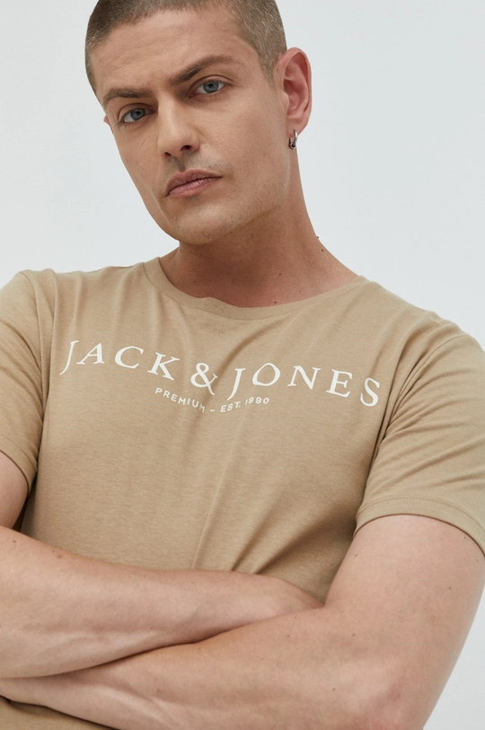 bež Bombažna kratka majica Premium by Jack&Jones