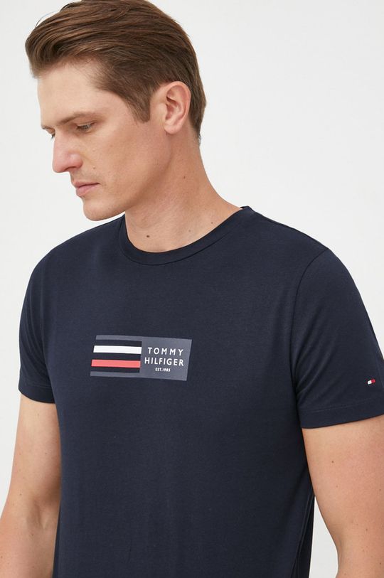 námořnická modř Bavlněné tričko Tommy Hilfiger Pánský
