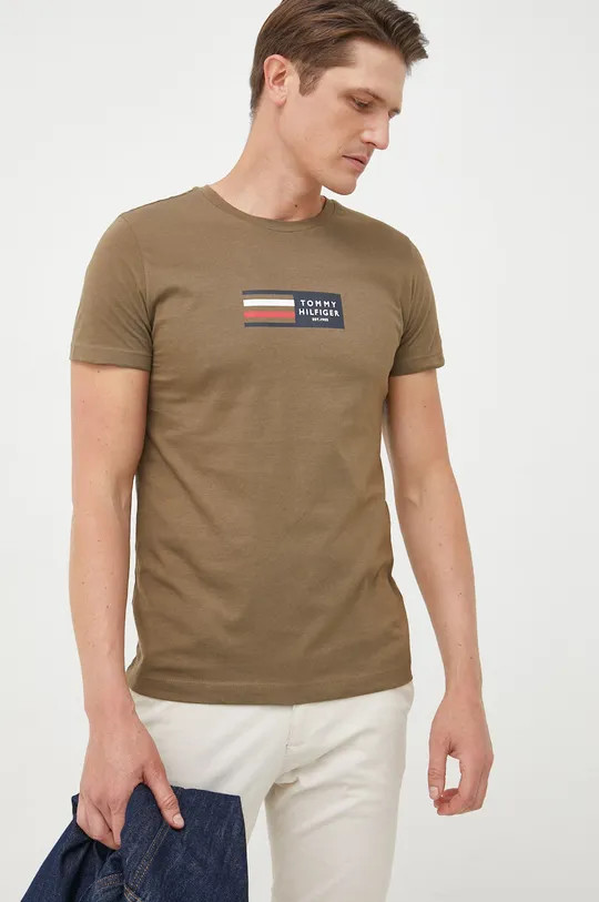 πράσινο Βαμβακερό μπλουζάκι Tommy Hilfiger