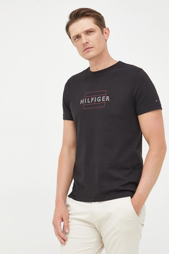 czarny Tommy Hilfiger t-shirt bawełniany