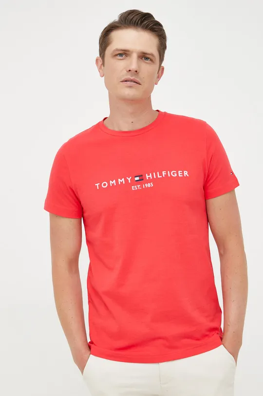 červená Bavlnené tričko Tommy Hilfiger Pánsky