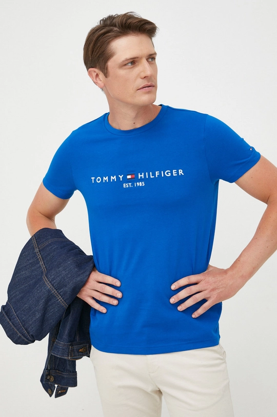 μπλε Βαμβακερό μπλουζάκι Tommy Hilfiger