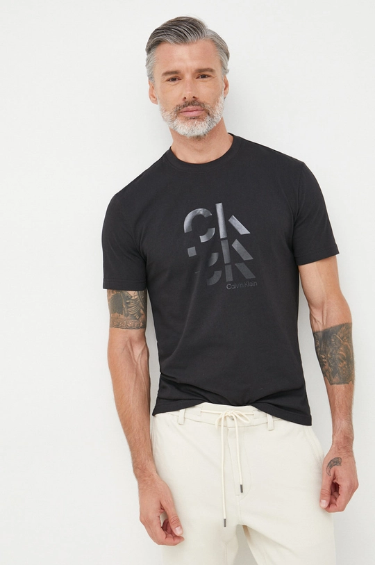 czarny Calvin Klein t-shirt bawełniany