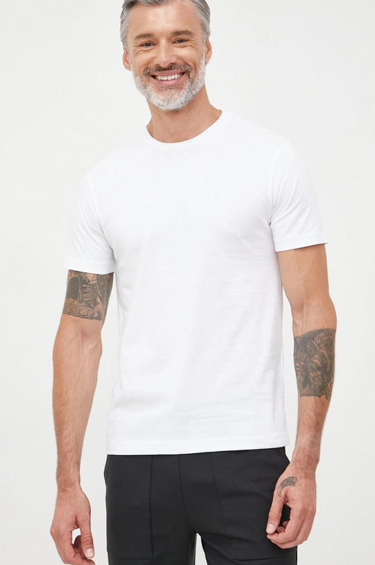 biały Calvin Klein t-shirt bawełniany