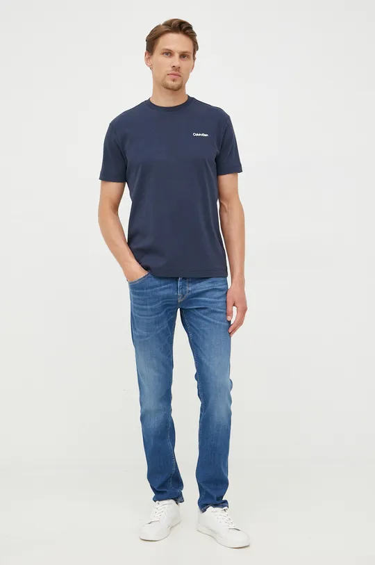 Бавовняна футболка Calvin Klein темно-синій
