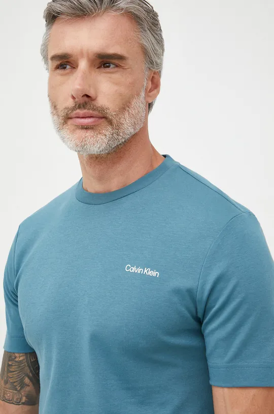 τιρκουάζ Βαμβακερό μπλουζάκι Calvin Klein Ανδρικά