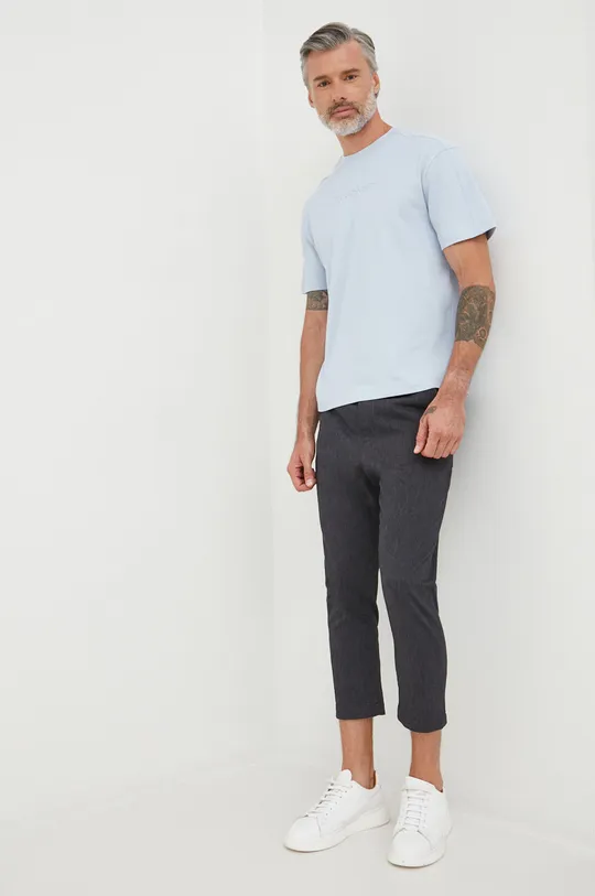 Calvin Klein t-shirt bawełniany jasny niebieski