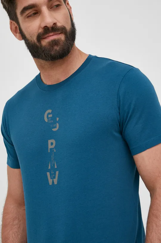 τιρκουάζ Βαμβακερό μπλουζάκι G-Star Raw Ανδρικά