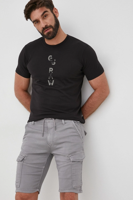 czarny G-Star Raw t-shirt bawełniany D21541.336 Męski