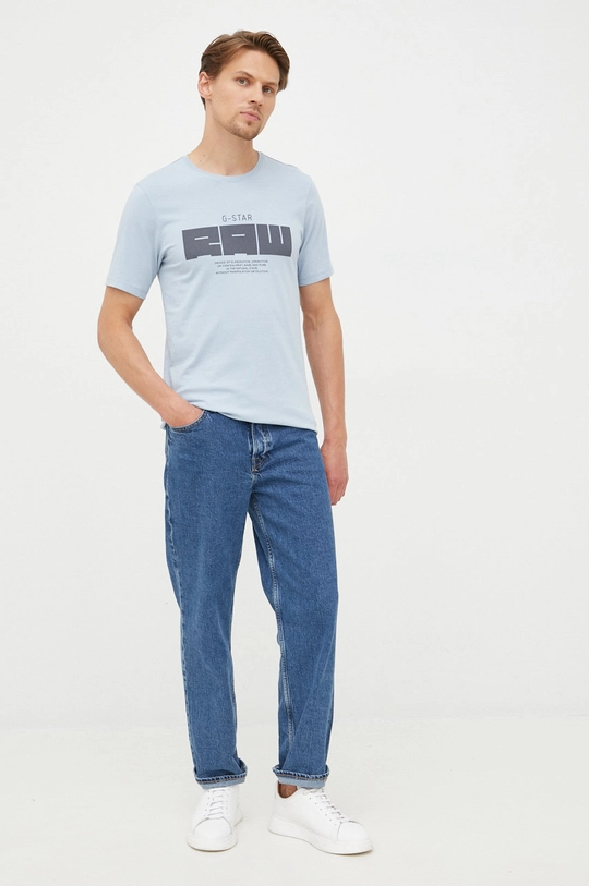 Bombažen t-shirt G-Star Raw modra