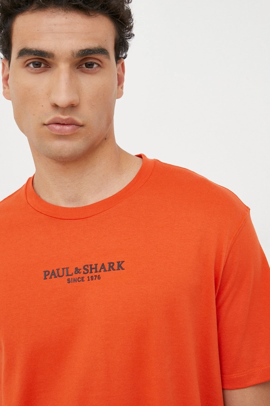 pomarańczowy Paul&Shark t-shirt bawełniany