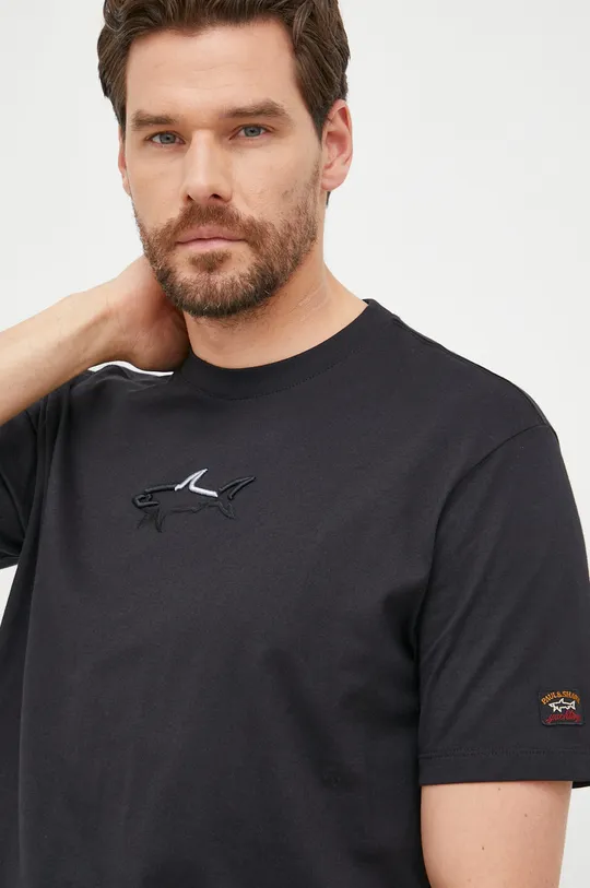 czarny Paul&Shark t-shirt bawełniany