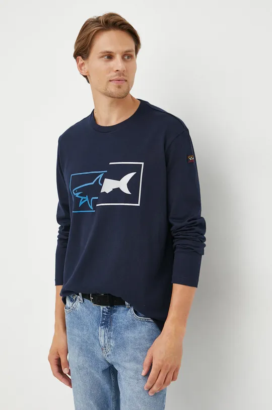 σκούρο μπλε Βαμβακερή μπλούζα Paul&Shark Ανδρικά