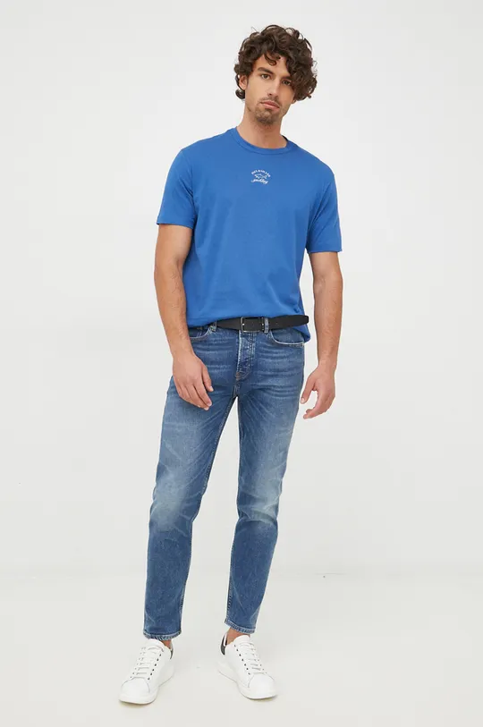 Βαμβακερό μπλουζάκι Paul&Shark μπλε