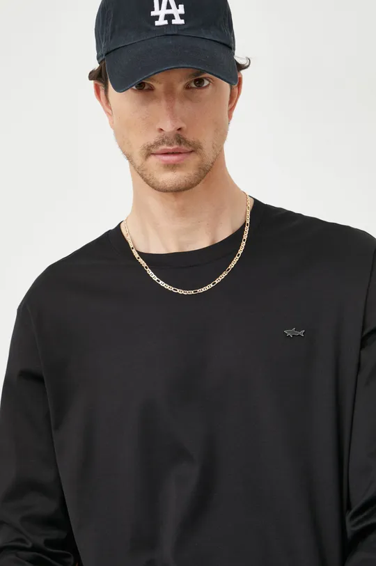 μαύρο Βαμβακερή μπλούζα με μακριά μανίκια Paul&Shark Ανδρικά