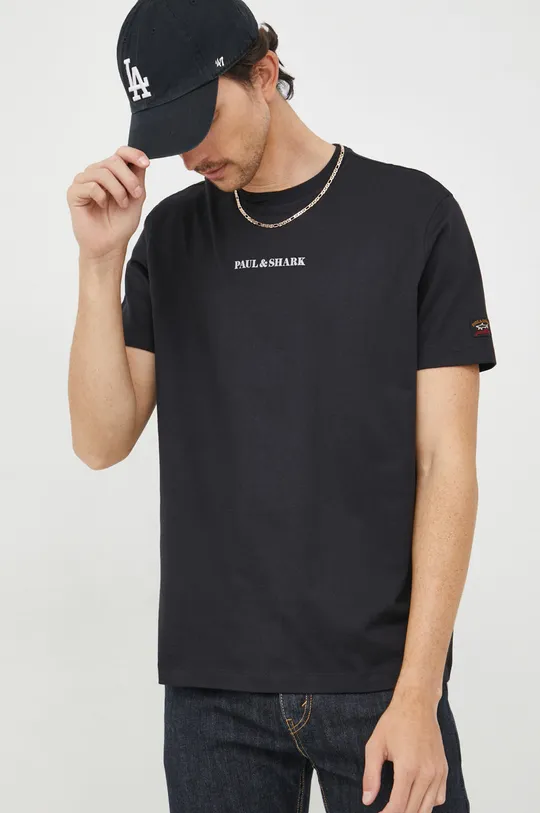 črna Bombažna kratka majica Paul&Shark Moški