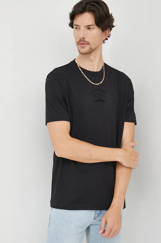 čierna Bavlnené tričko Paul&Shark Pánsky