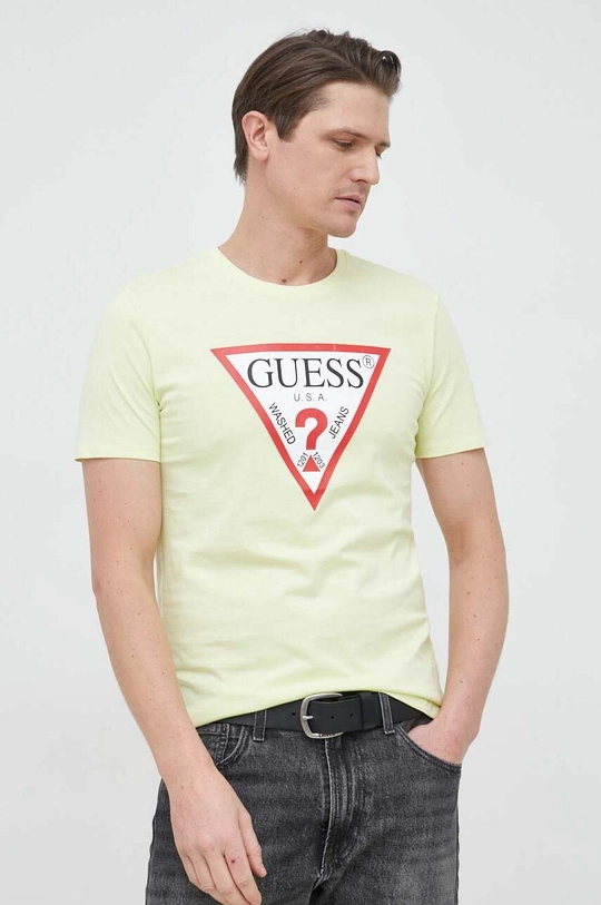 żółty Guess t-shirt bawełniany