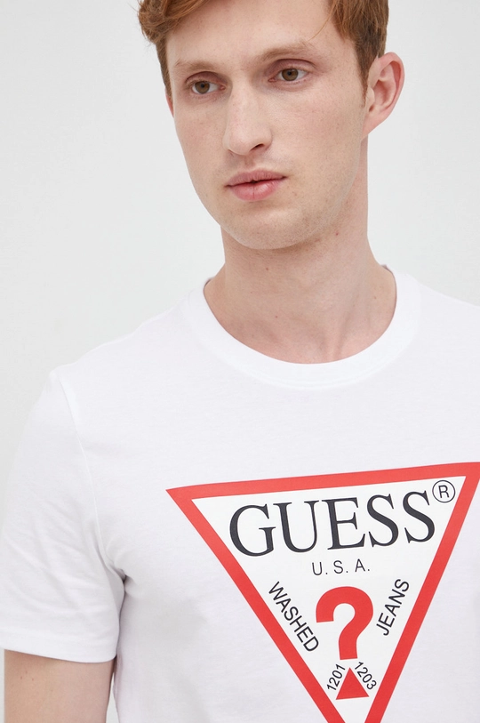 biały Guess t-shirt bawełniany