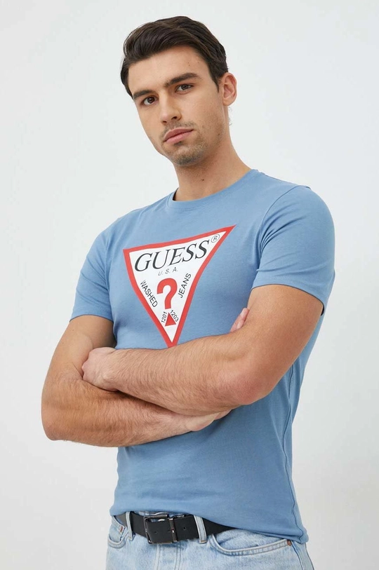 niebieski Guess t-shirt bawełniany Męski