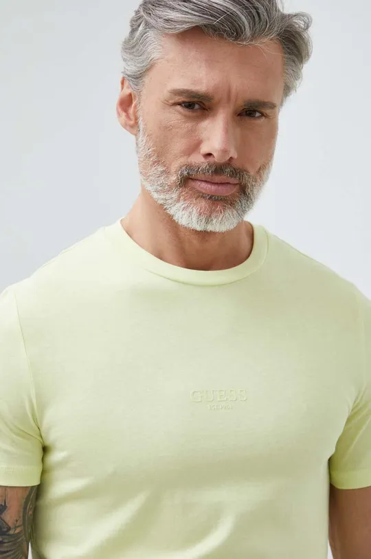 πράσινο Βαμβακερό μπλουζάκι Guess Ανδρικά