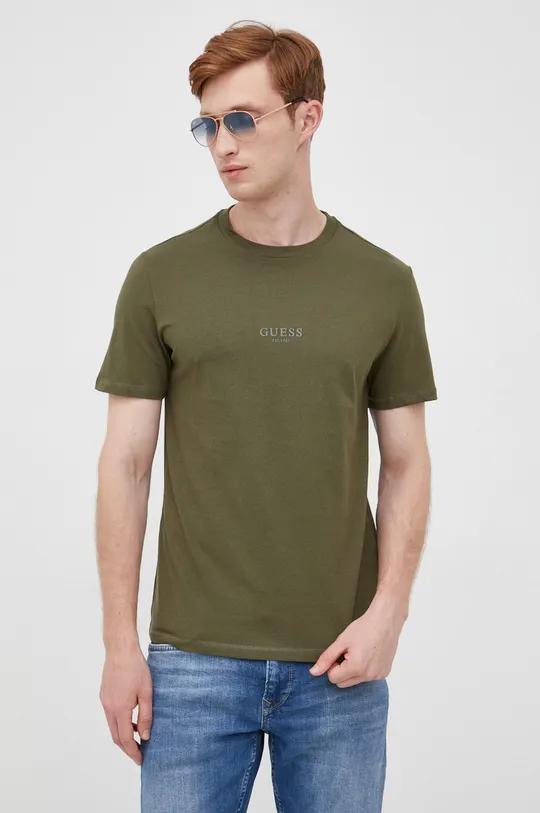 πράσινο Βαμβακερό μπλουζάκι Guess