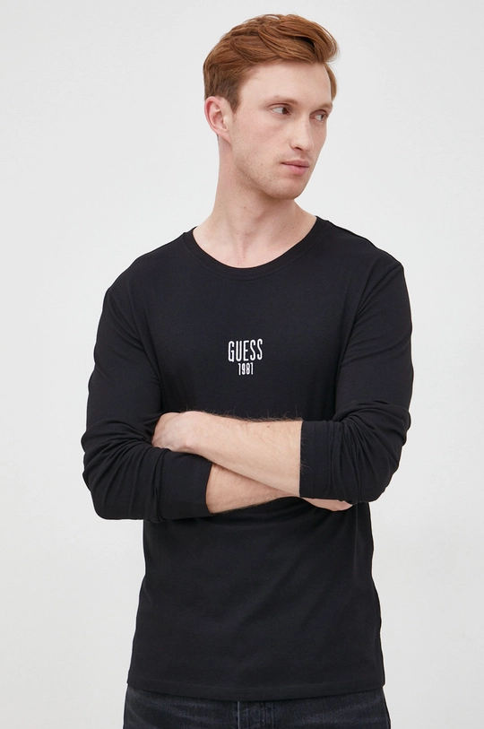 Guess longsleeve bawełniany czarny