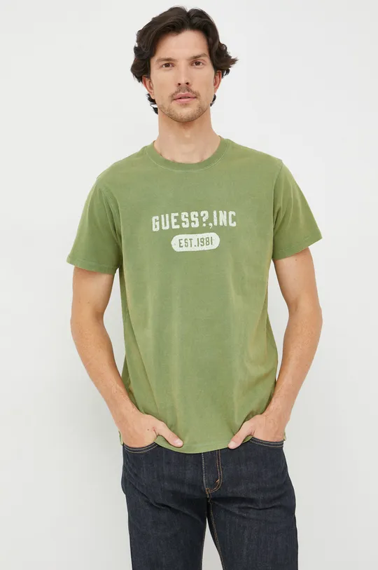 Bavlnené tričko Guess zelená