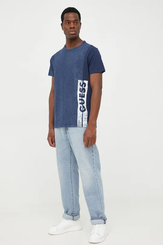 jasny niebieski Guess t-shirt bawełniany Męski