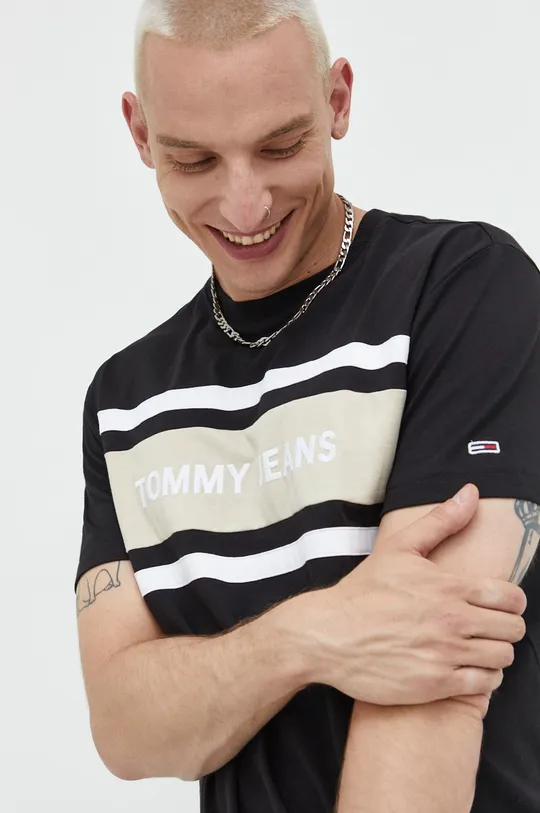 czarny Tommy Jeans t-shirt bawełniany DM0DM13820.9BYY