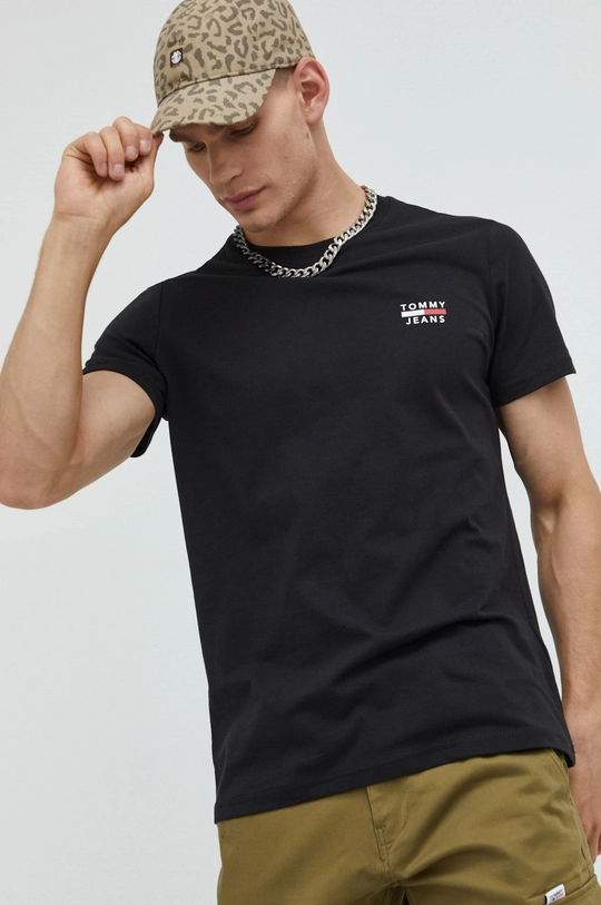 czarny Tommy Jeans t-shirt bawełniany